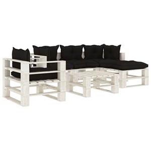 VidaXL 6-delige Loungeset met zwarte kussens pallet hout