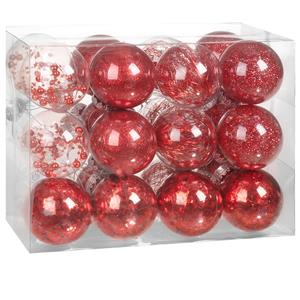Casaria Kerstballen Rood 24-delig 6cm