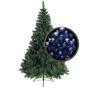 Bellatio kunst kerstboom 120 cm met kerstballen kobalt blauw -
