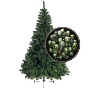 Bellatio kunst kerstboom 120 cm met kerstballen salie groen -