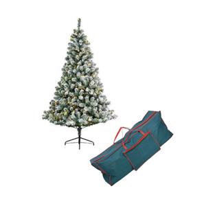 Decoris Kunst kerstboom Imperial pine met sneeuw en verlichting 150 cm inclusief opbergzak -