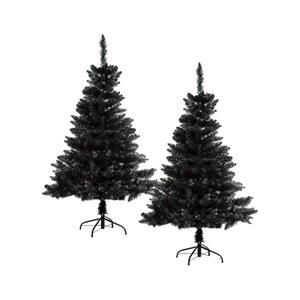 Set van 2x stuks kunst kerstbomen/kunstbomen zwart H150 cm -