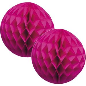 4x Papieren kerstballen fuchsia roze 10 cm kerstversiering -
