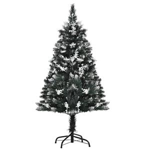 HOMCOM Künstlicher Weihnachtsbaum 1,2 m Christbaum Schnee getaucht Design Tannenbaum 222 Äste flammhemmend PVC Dunkelgrün Ø60 x 120 cm