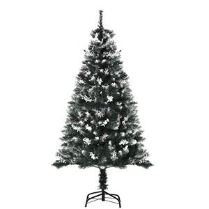 HOMCOM Künstlicher Weihnachtsbaum 1,5 m Christbaum Schnee getaucht Design Tannenbaum 378 Äste flammhemmend PVC Dunkelgrün Ø75 x 150 cm