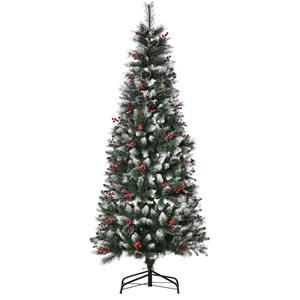 HOMCOM künstlicher Weihnachtsbaum 1,8 m Christbaum Tannenbaum 539 Äste PVC Metall Grün+Weiß Ø60 x 180 cm