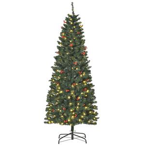 HOMCOM künstlicher Weihnachtsbaum 180 cm mit 250 LED-Leuchten 628 Astspitzen Christbaum Tannenbaum PVC Metall Grün Ø63 x 180 cm