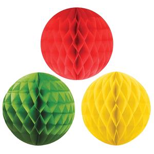 Kerstversiering set van 6x papieren kerstballen 10 cm groen geel en rood -