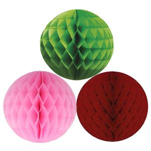 Kerstversiering set van 6x papieren kerstballen 10 cm groen lichtroze en bordeaux rood -