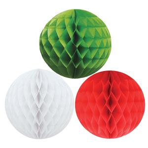 Kerstversiering set van 6x papieren kerstballen 10 cm groen wit en rood -