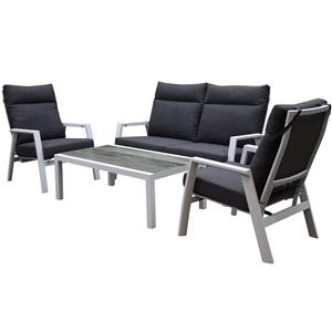AVH-Outdoor Vegas stoel bank loungeset 4 delig verstelbaar aluminium wit