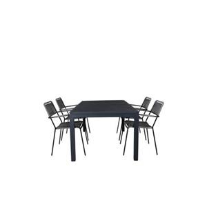 Hioshop Marbella tuinmeubelset tafel 100x160/240cm en 4 stoel