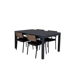 Hioshop Marbella tuinmeubelset tafel 100x160/240cm en 4 stoel Paola