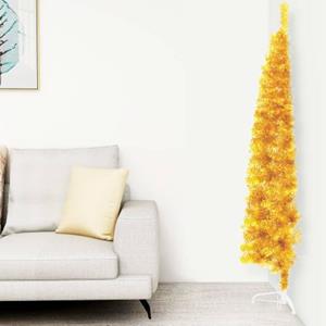 VIDAXL kunstkerstboom half met standaard 150cm goud