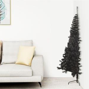 vidaXL Künstlicher Halb-Weihnachtsbaum mit Ständer Schwarz 210 cm PVC 
