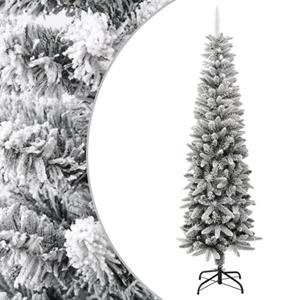 vidaXL Künstlicher Weihnachtsbaum Beschneit Schlank 210 cm PVC&PE 
