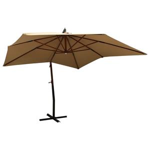 VidaXL Zweefparasol met houten paal 300 cm taupe