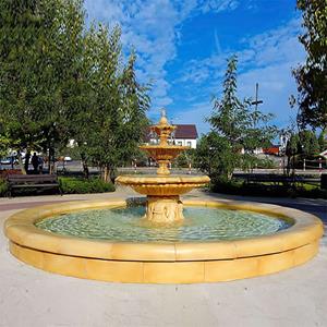 Gartentraum.de Brunnen Komplett Set mit Fontäne, Einfassung und Pumpe - stilvoller Gartenbrunnen aus Steinguss - Oria / Olimpia