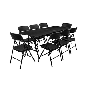 Amanka Gartenmöbel Set in Rattan Optik - 180 cm Tisch mit 8 Stühlen Sitzgruppe Klappbar