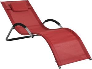 SoBuy Sonnenliege Gartenliege Relaxstuhl Liegestuhl mit Kopfkissen Relaxliege rot