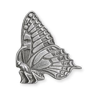 Gartentraum.de Sitzende Alu Schmetterlingfigur zur Garten Wandbefestigung - Schwalbenschwanz Jara / Hellgrau / nach links blickend