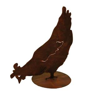 Gartentraum.de Huhn pickt - Lebensgroße Vogelfigur aus Eisen - Huhn Gerlinde