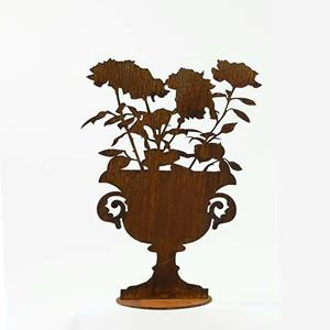 Gartentraum.de Gartendeko Rosenamphore aus Metall in Rost Optik - Ferrum Rosa / 45cm