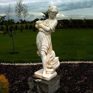 Gartentraum.de Stilvolle Mädchen Statue für den Garten mit Blumenstrauß - Giorgia / Olimpia