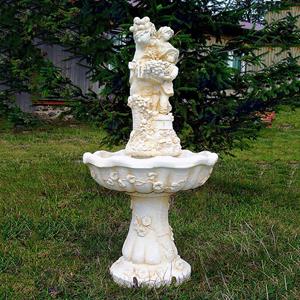 Gartentraum.de Dekorativer Steinguss Gartenbrunnen mit Junge und Mädchen bei der Weinernte - Tarcisio / Olimpia