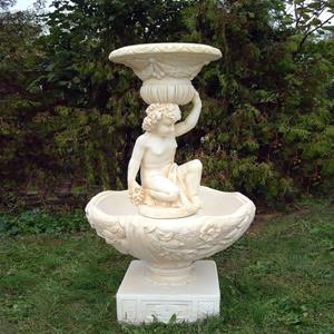 Gartentraum.de Kleiner Steinguss Springbrunnen mit Weingott Bacchus - Aurelio / Tyrolia
