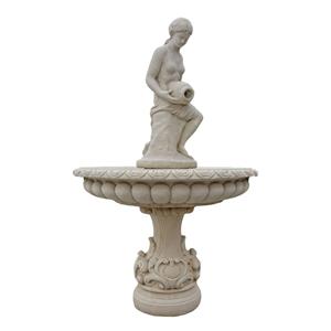 Gartentraum.de Garten Springbrunnen aus Steinguss mit dekorativer Frauenfigur - Rosella / Olimpia
