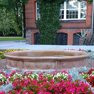 Gartentraum.de Runde Gartenbrunnen Umrandung aus Steinguss mit Blumen Dekor - Borda / Tyrolia
