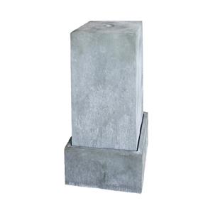 Gartentraum.de Hoher Quellstein mit Auffangschale aus Stahl oder Cortenstahl - Tellkado / 100x25x25cm (HxBxT) / Stahl galvanisiert