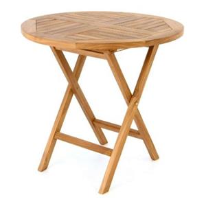 VCM Gartentisch Balkontisch Tisch Holz Teak klappbar behandelt Ø80cm braun