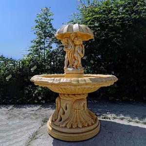 Gartentraum.de Puttenfiguren unter Regenschirm als Springbrunnen Skulpturen auf Steinguss Fontäne - Fiorenzo / Tyrolia / ohne Düsen