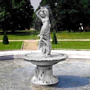 Gartentraum.de Steinguss Garten Fontäne mit einzigartiger Frauen Springbrunnen Skulptur - Franca / Titan