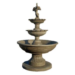 Gartentraum.de Eleganter Kaskaden Springbrunnen aus Steinguss - Junge mit Vogel - Romano / Titan