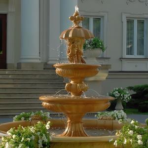 Gartentraum.de Imposanter Kaskadenbrunnen aus Steinguss mit Löwen Wasserspeiern und Putten Figur - Marcello / Olimpia