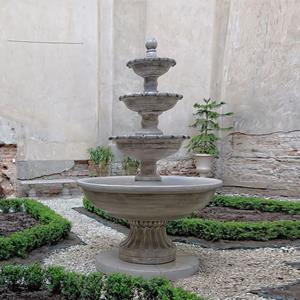 Gartentraum.de Großer Kaskaden Springbrunnen für den Garten aus Steinguss - Biagia / Titan