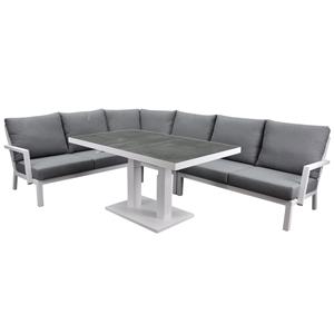 AVH-Outdoor New York dining hoek loungeset 5 delig verstelbare tafel wit