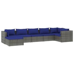 VidaXL 7-delige Loungeset met kussens poly rattan grijs