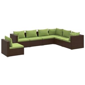 VidaXL 7-delige Loungeset met kussens poly rattan bruin