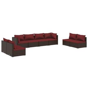 VidaXL 8-delige Loungeset met kussens poly rattan bruin