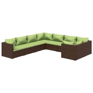 VidaXL 8-delige Loungeset met kussens poly rattan bruin