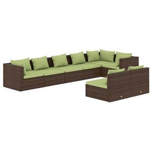 VidaXL 8-delige Loungeset met kussens poly rattan bruin