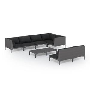 VidaXL 8-delige Loungeset met kussens poly rattan donkergrijs