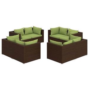 VidaXL 8-delige Loungeset met kussens poly rattan bruin