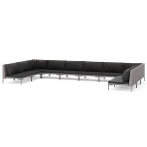 VidaXL 10-delige Loungeset met kussens poly rattan donkergrijs