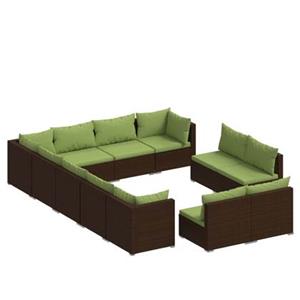 VidaXL 12-delige Loungeset met kussens poly rattan bruin