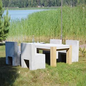 Gartentraum.de Modernes Gartenmöbel-Set - Tisch und Stühle aus Beton - Kenna